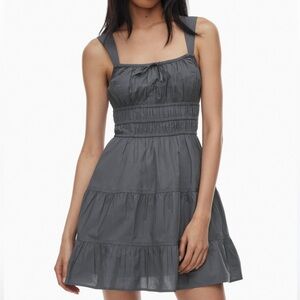 Aritzia Sunday Best Martine Poplin Dress gray blue mini